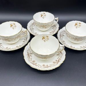 Coalport Burgundy Tea Cup Sauce Sets(Set of 4) Bone China England